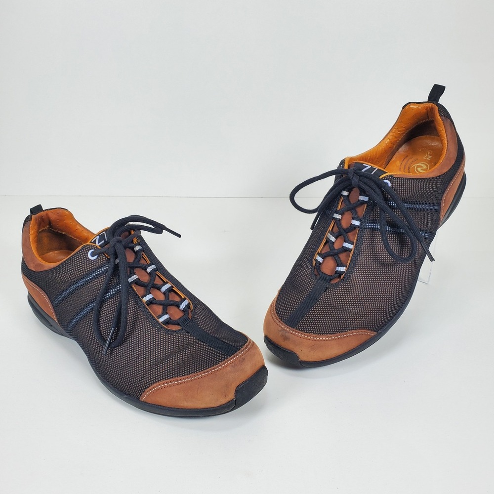 Z7‎ Introspection Womens Size 9.5 Athletic Shoe Brown Black Leather Mesh Walking